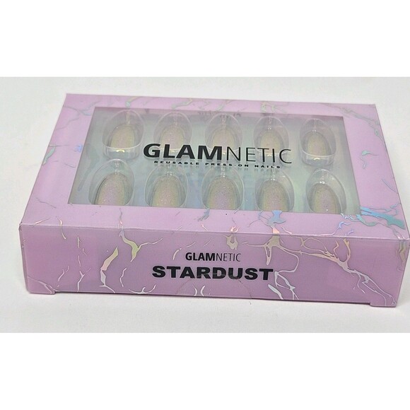 Glamnetic Reusable Press-On Nails Stardust Medium Almond 24 Nail Kit New W/Glue - Picture 4 of 6